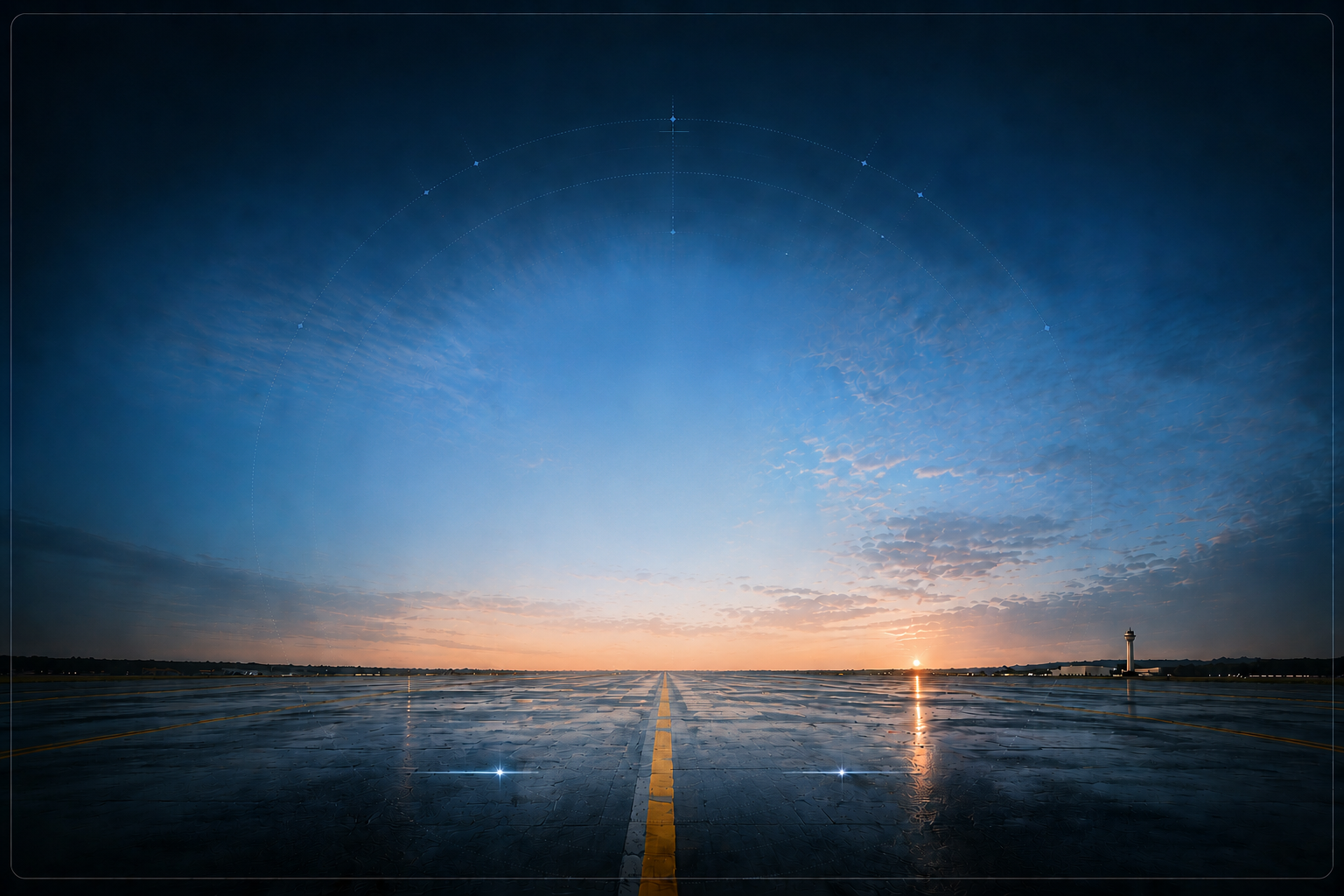 Runway at sunset